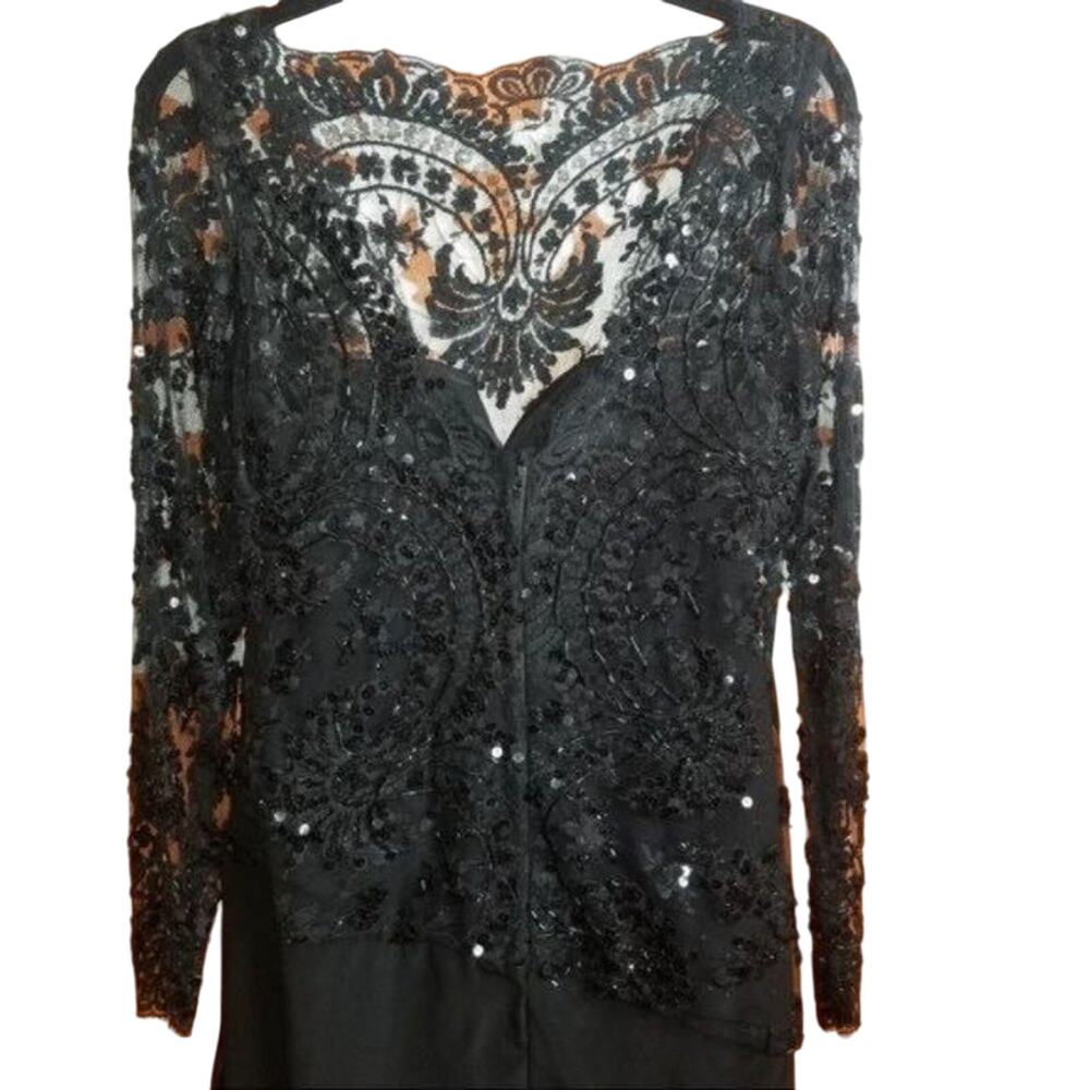Lillie Rubin Black American Vintage Evening Sequin Dress Size 8 - Picture 8 of 9